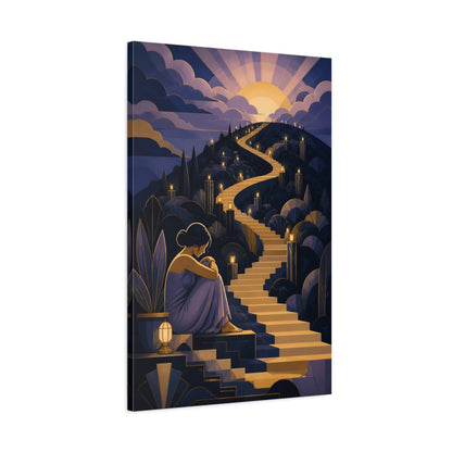 Main Mockup. Motivation Golden Staircase shown as canvas print