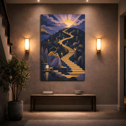 Mockup 2. Motivation Golden Staircase shown as canvas print