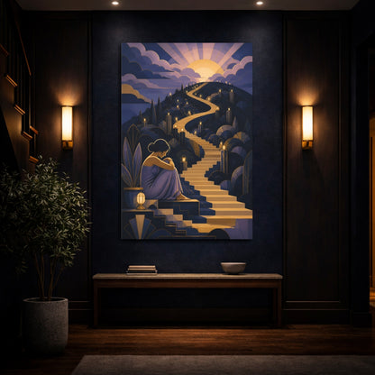 Mockup 4. Motivation Golden Staircase shown as canvas print