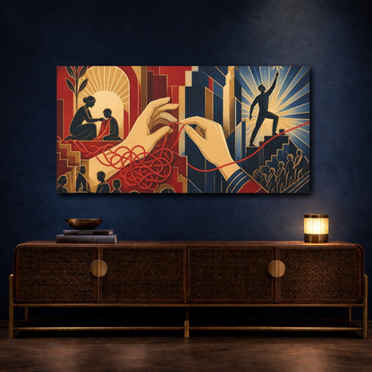Mockup 4. Motivation: Guiding Hands shown as canvas print