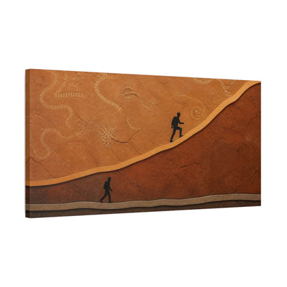 Side Mockup 1. Motivation Hiker On Fossil Slab shown as canvas print