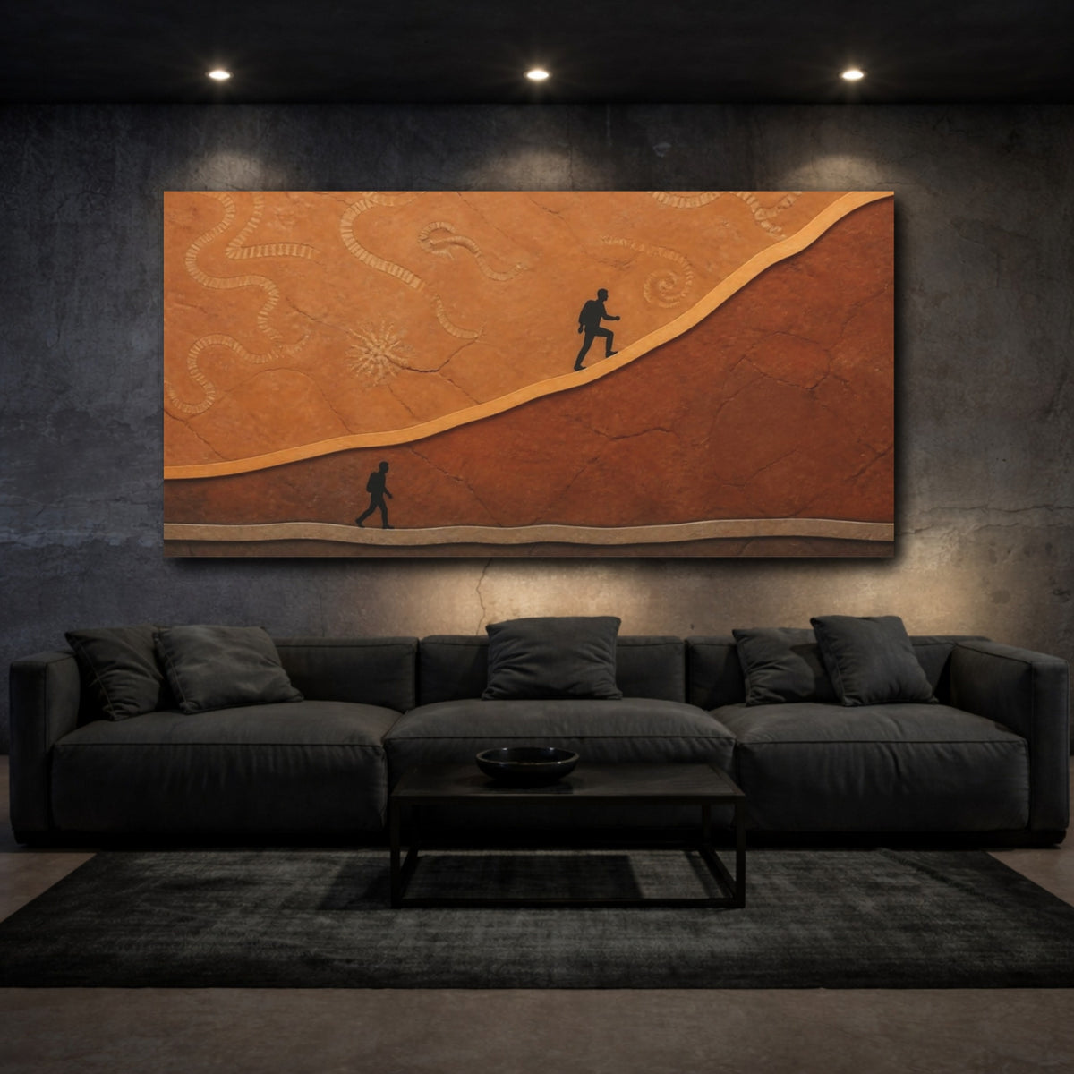 Mockup 3. Motivation Hiker On Fossil Slab shown as canvas print