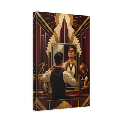 Side Mockup 4. Motivation: Man With Medal shown as canvas print