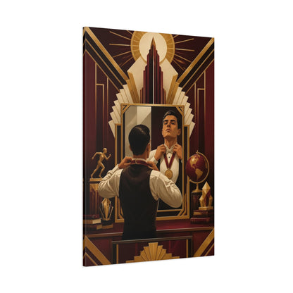 Side Mockup 1. Motivation: Man With Medal shown as canvas print