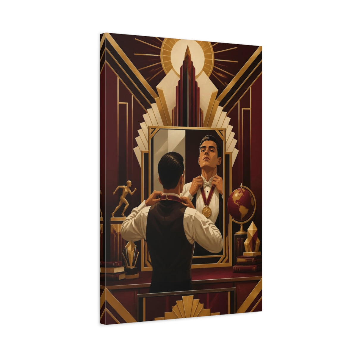 Side Mockup 2. Motivation: Man With Medal shown as canvas print