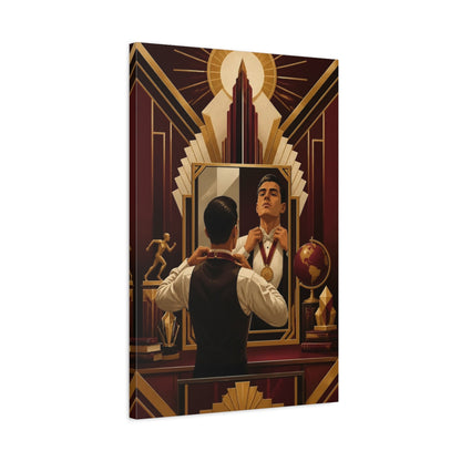Side Mockup 2. Motivation: Man With Medal shown as canvas print