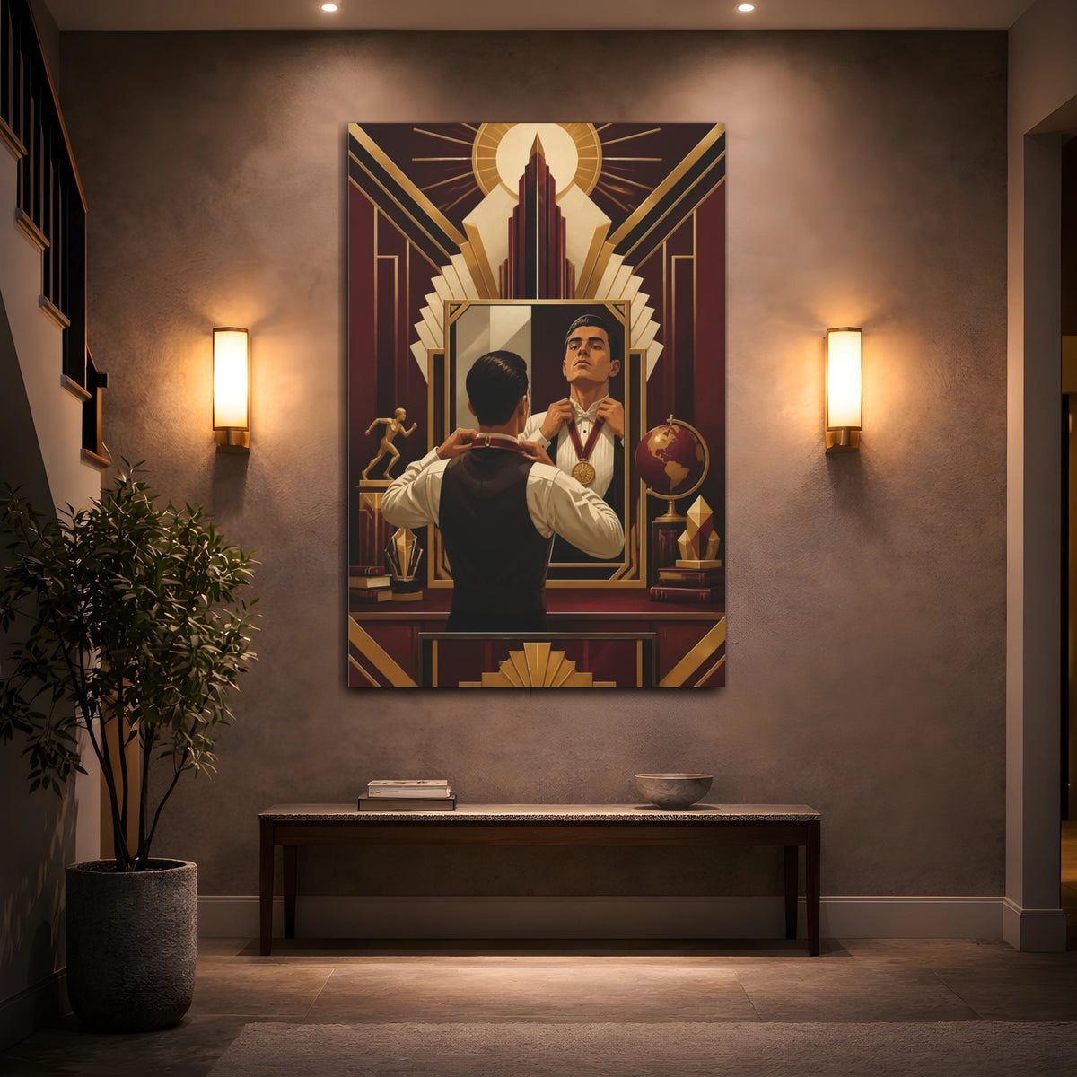 Mockup 2. Motivation: Man With Medal shown as canvas print
