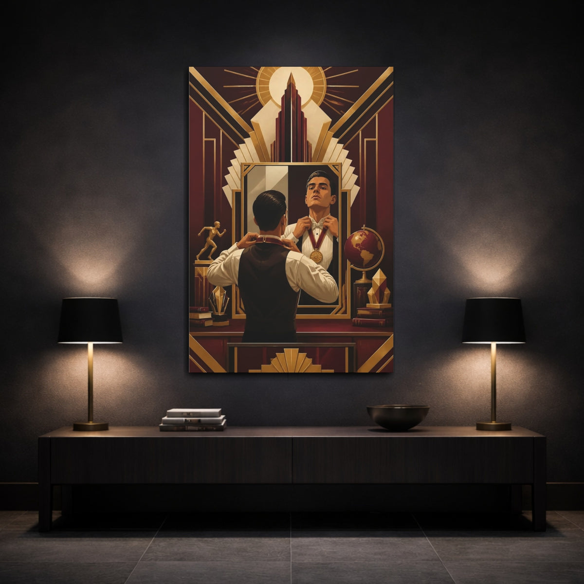 Mockup 3. Motivation: Man With Medal shown as canvas print