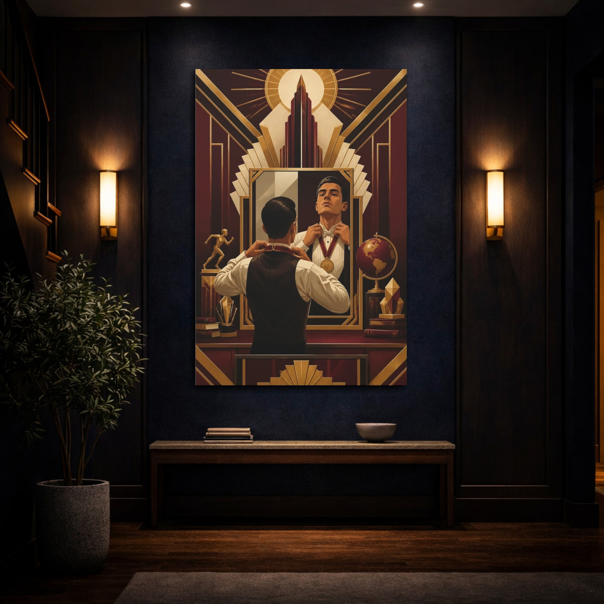 Mockup 4. Motivation: Man With Medal shown as canvas print