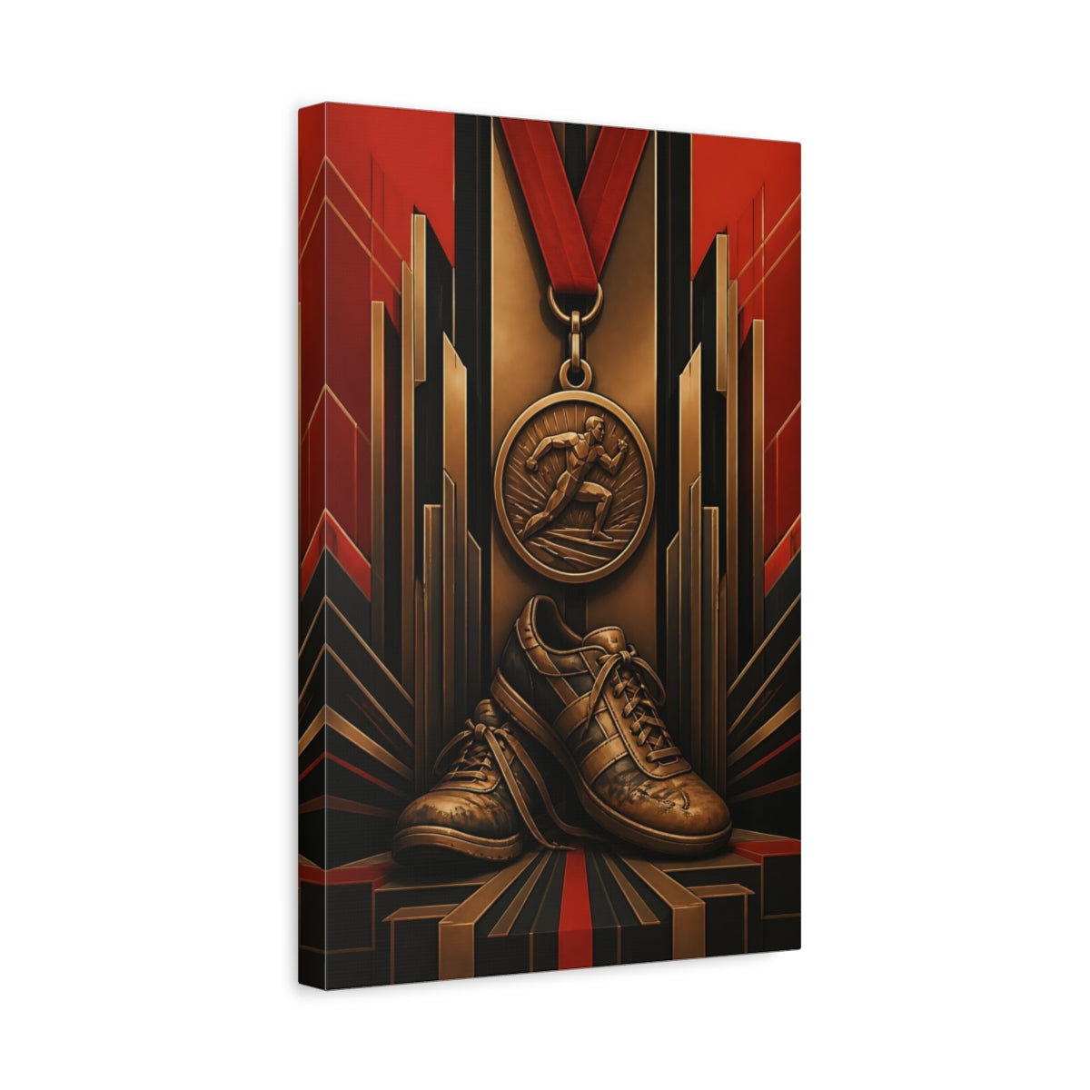 Side Mockup 4. Motivation Medal & Shoes shown as canvas print