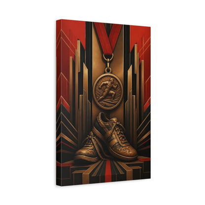 Side Mockup 4. Motivation Medal & Shoes shown as canvas print
