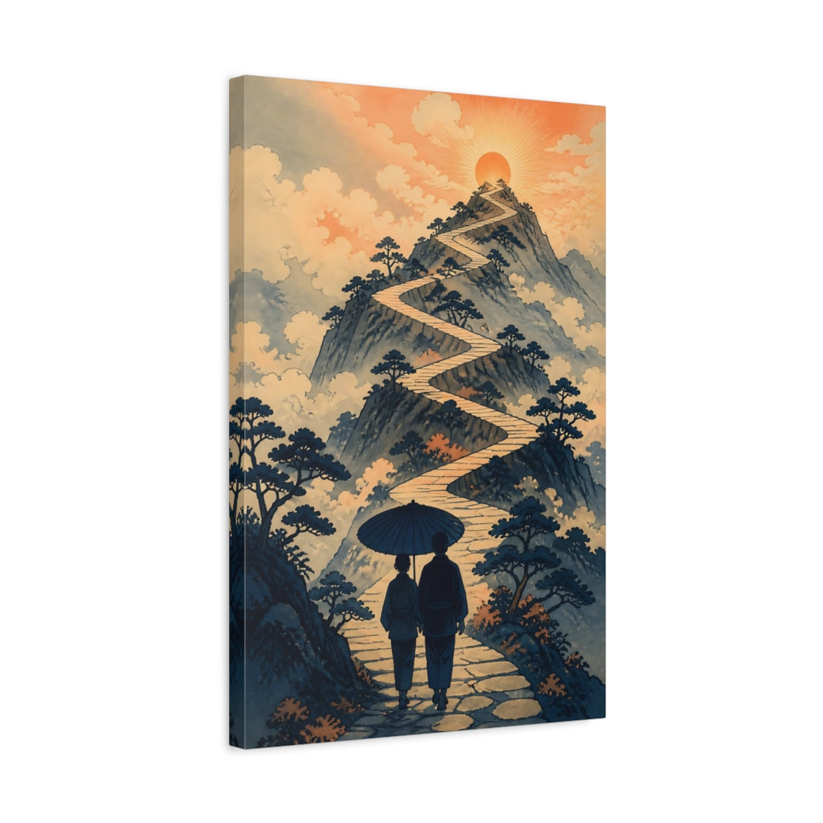 Side Mockup 3. Motivation Motivational Mountain Path shown as canvas print