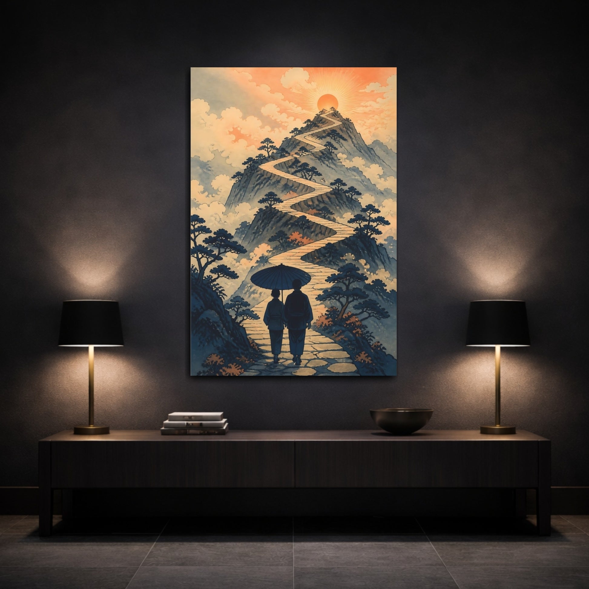Mockup 3. Motivation Motivational Mountain Path shown as canvas print
