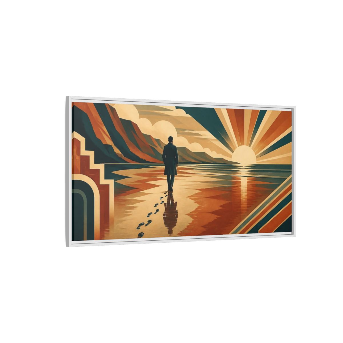 Side Mockup 3. Motivation Motivational Sunrise Walk shown as framed canvas print