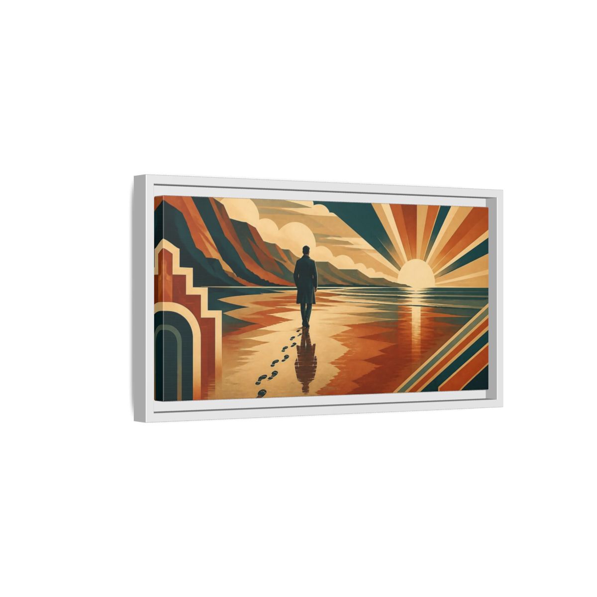 Side Mockup 6. Motivation Motivational Sunrise Walk shown as framed canvas print