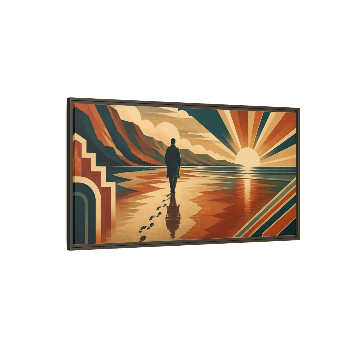Side Mockup 4. Motivation Motivational Sunrise Walk shown as framed canvas print