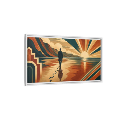 Side Mockup 1. Motivation Motivational Sunrise Walk shown as framed canvas print