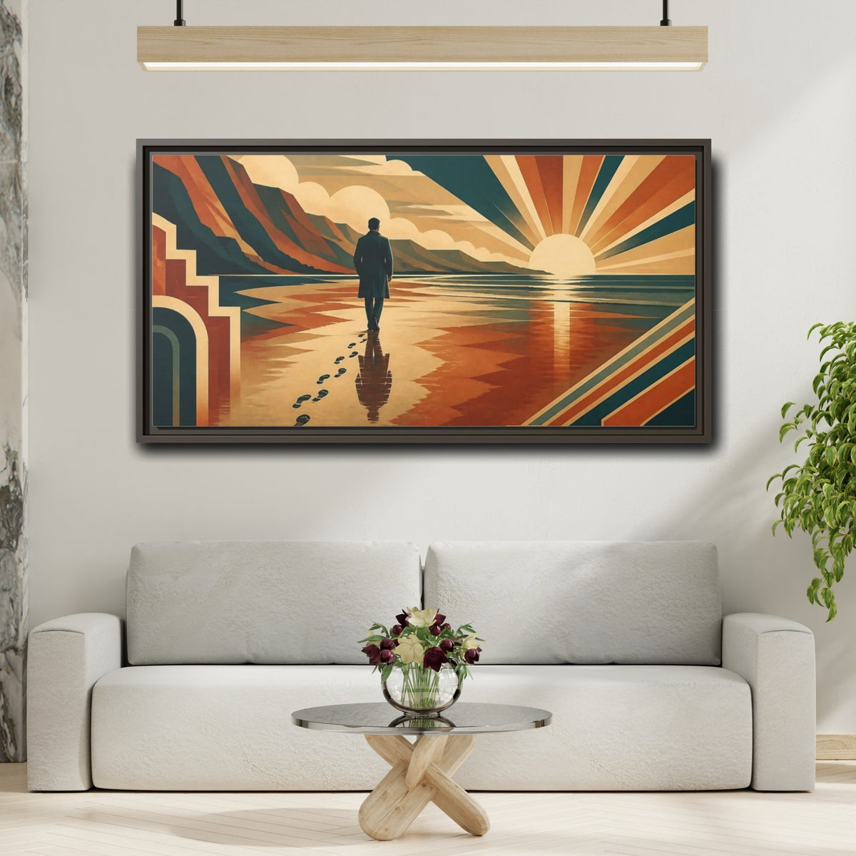 Mockup 2. Motivation Motivational Sunrise Walk shown as framed canvas print