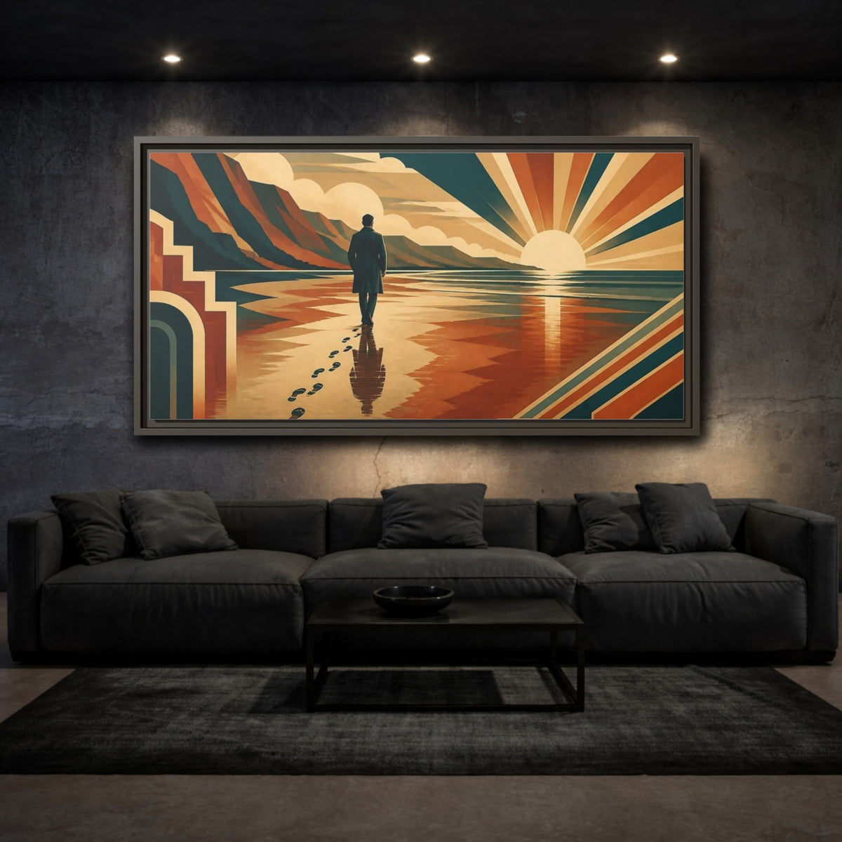 Mockup 3. Motivation Motivational Sunrise Walk shown as framed canvas print