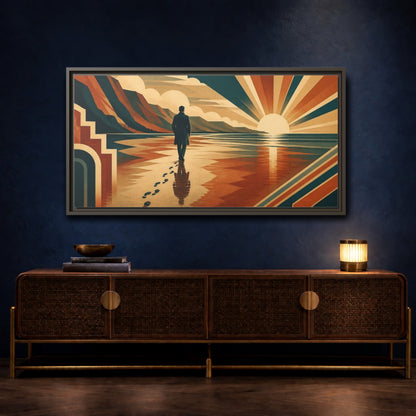 Mockup 4. Motivation Motivational Sunrise Walk shown as framed canvas print
