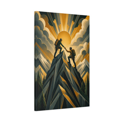 Main Mockup. Motivation Mountain Climbers shown as canvas print