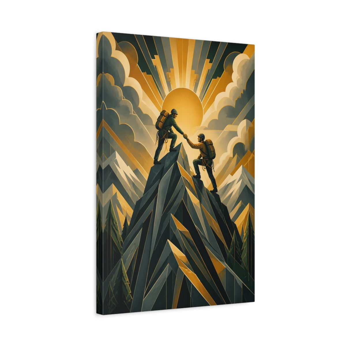 Side Mockup 3. Motivation Mountain Climbers shown as canvas print