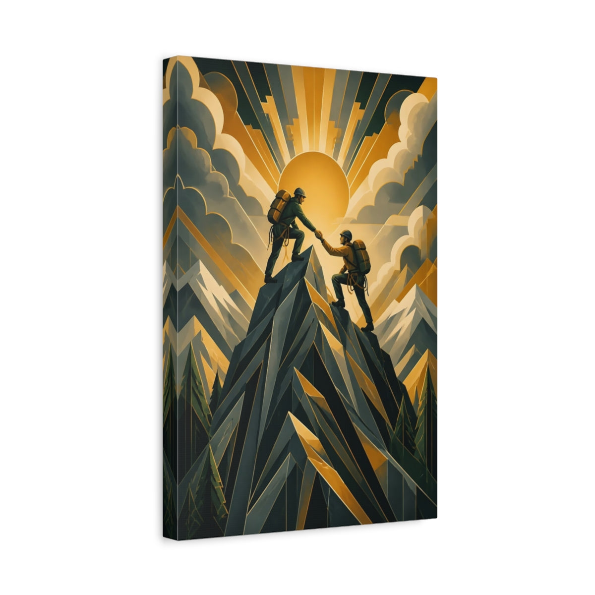 Side Mockup 4. Motivation Mountain Climbers shown as canvas print