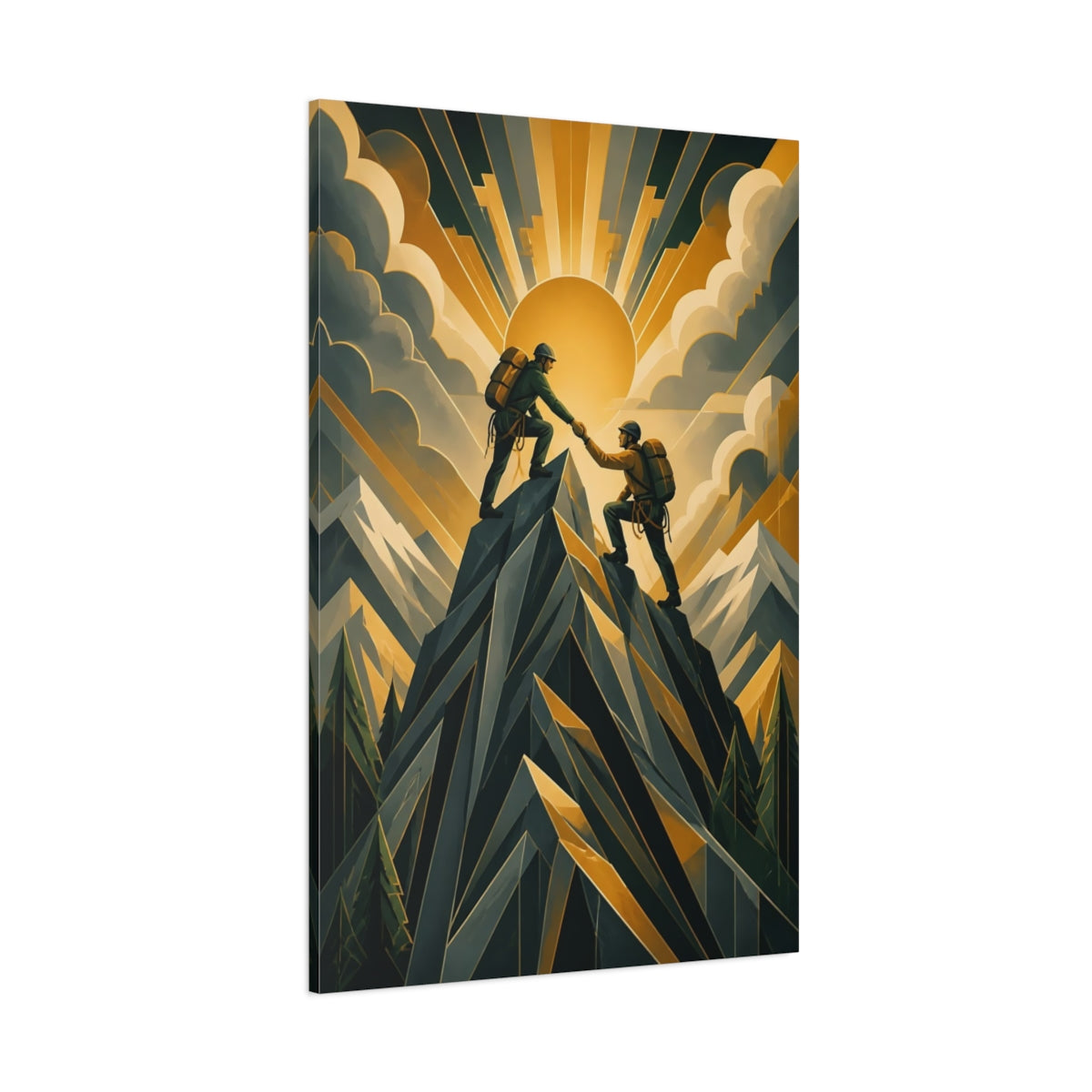 Side Mockup 1. Motivation Mountain Climbers shown as canvas print