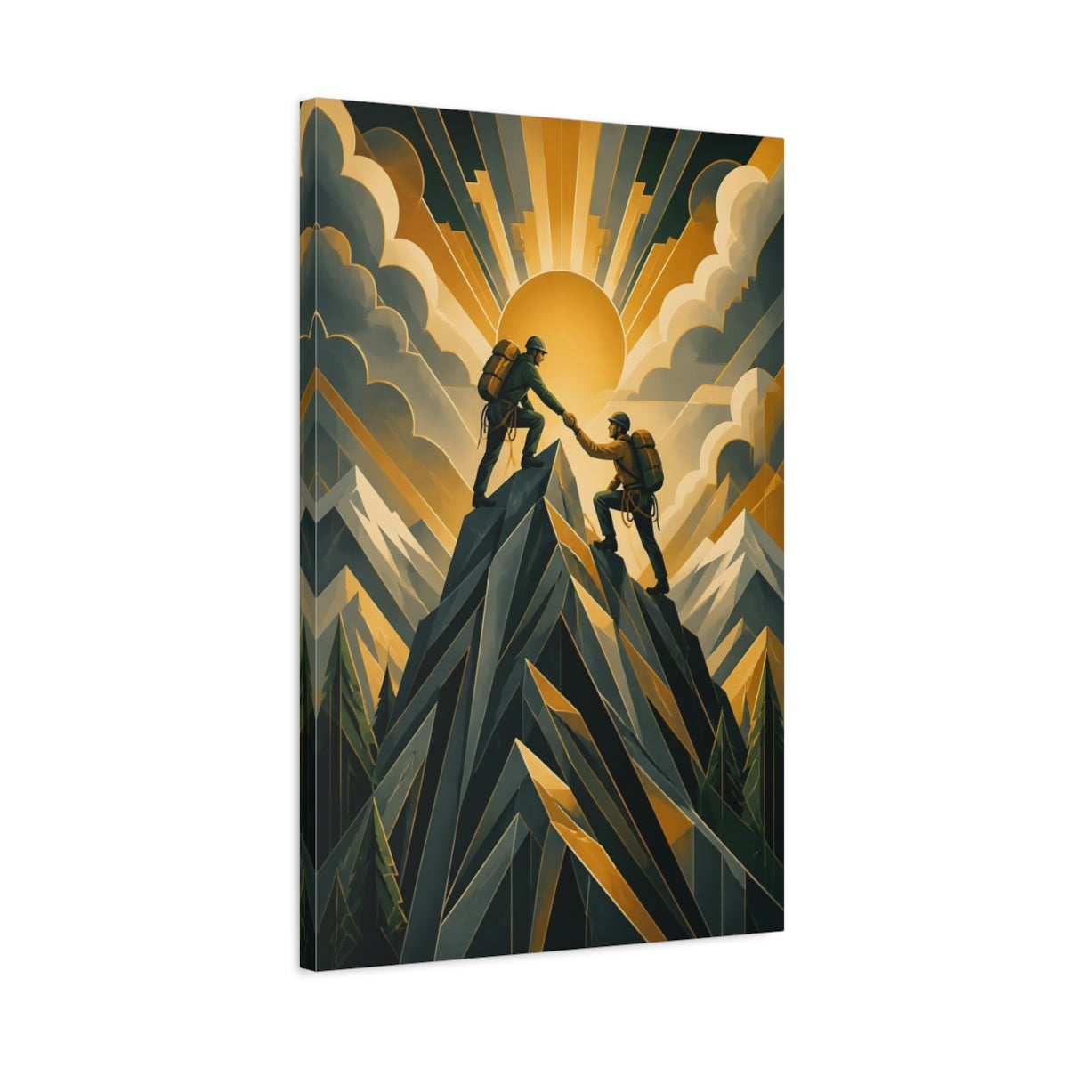 Side Mockup 2. Motivation Mountain Climbers shown as canvas print