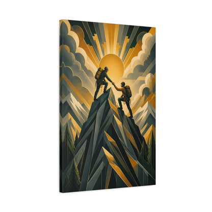 Side Mockup 2. Motivation Mountain Climbers shown as canvas print