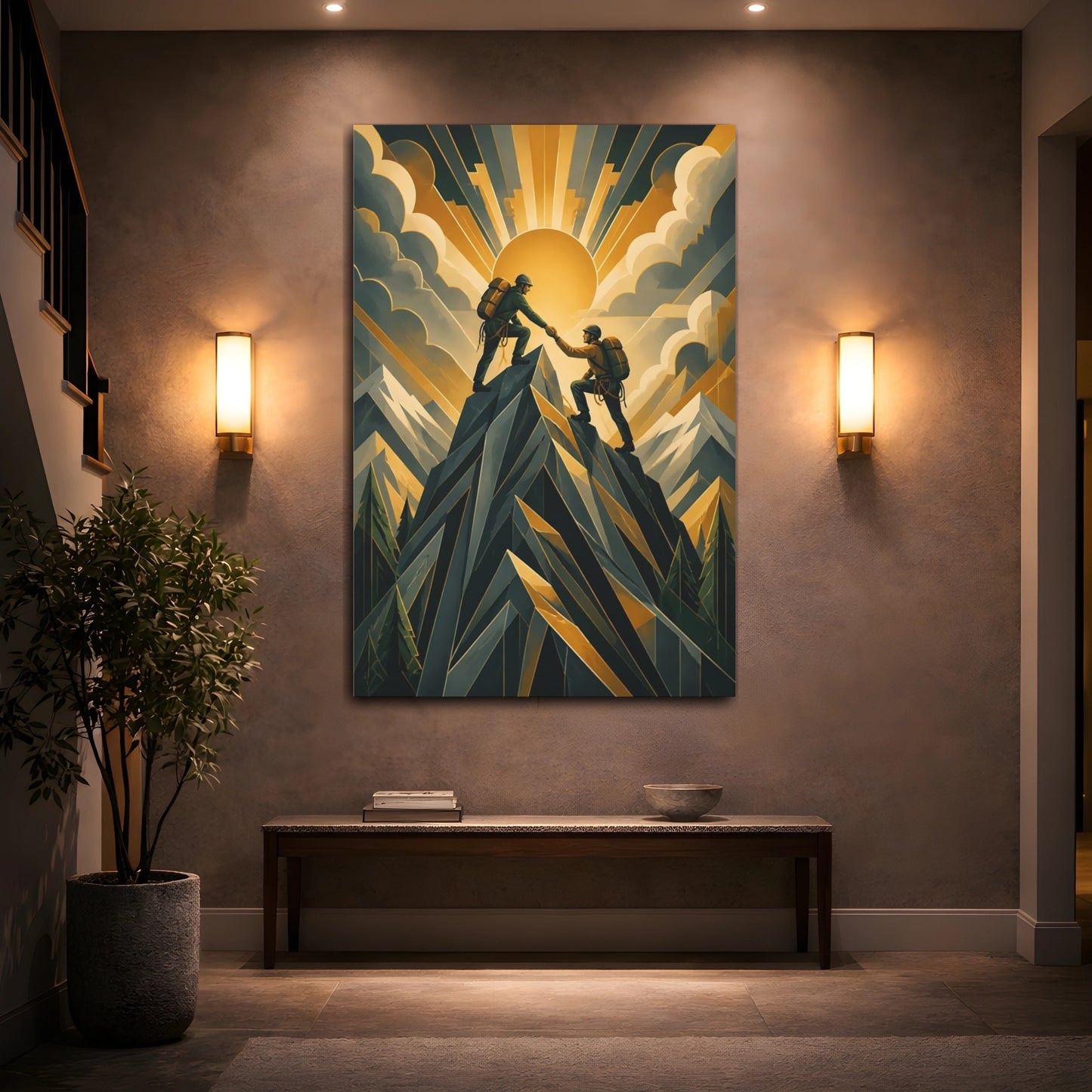 Mockup 2. Motivation Mountain Climbers shown as canvas print