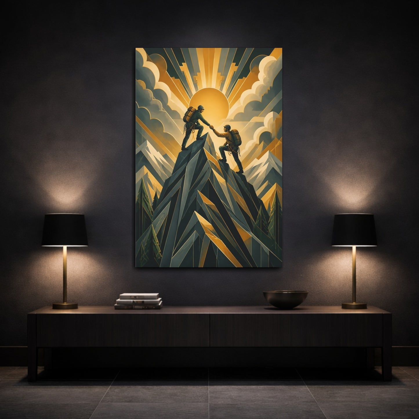 Mockup 3. Motivation Mountain Climbers shown as canvas print