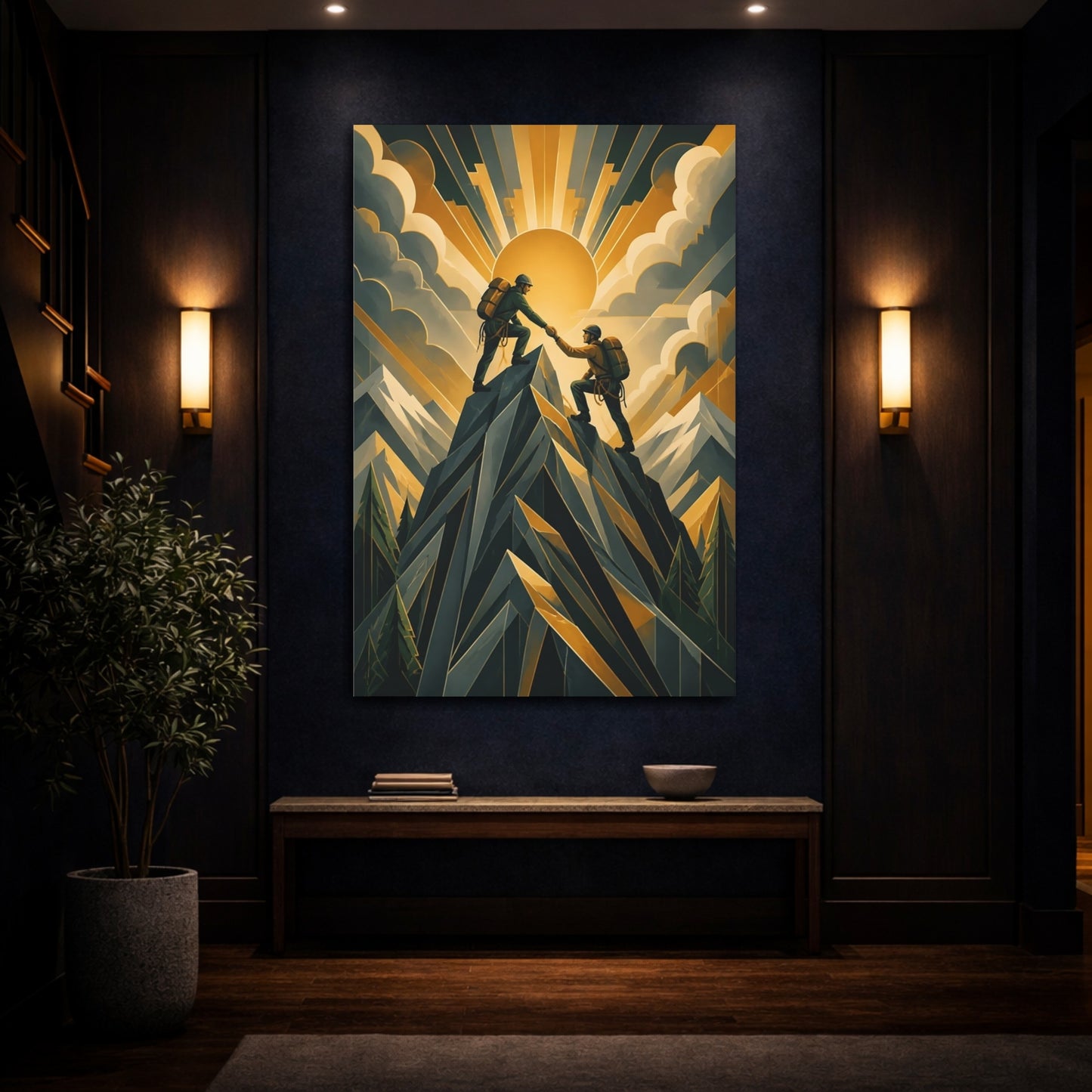 Mockup 4. Motivation Mountain Climbers shown as canvas print