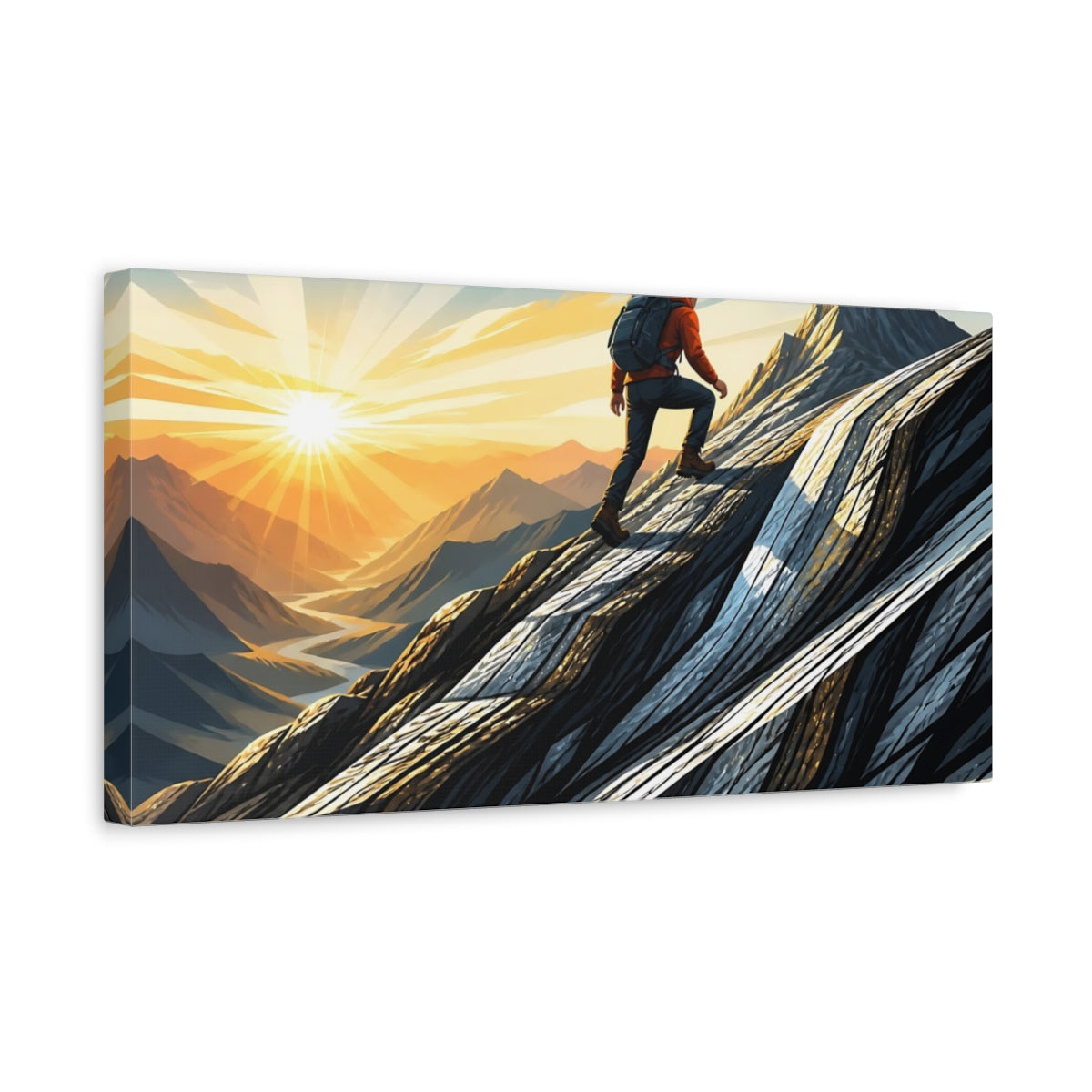 Side Mockup 3. Motivation Mountain Hiker shown as canvas print
