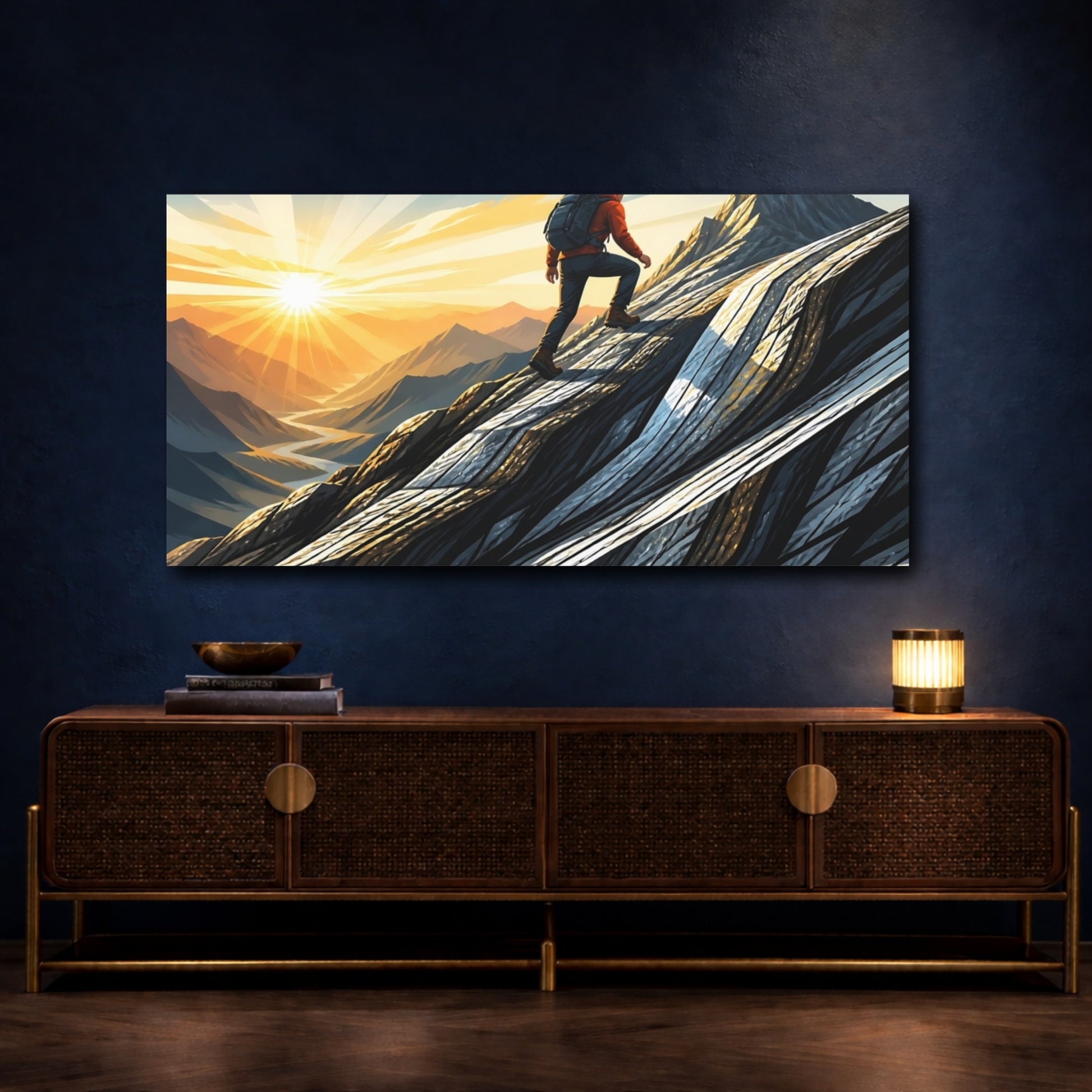 Mockup 4. Motivation Mountain Hiker shown as canvas print