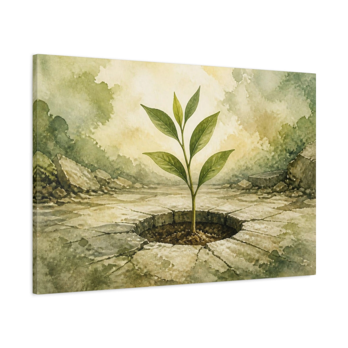 Main Mockup. Motivation Sapling Growth shown as canvas print