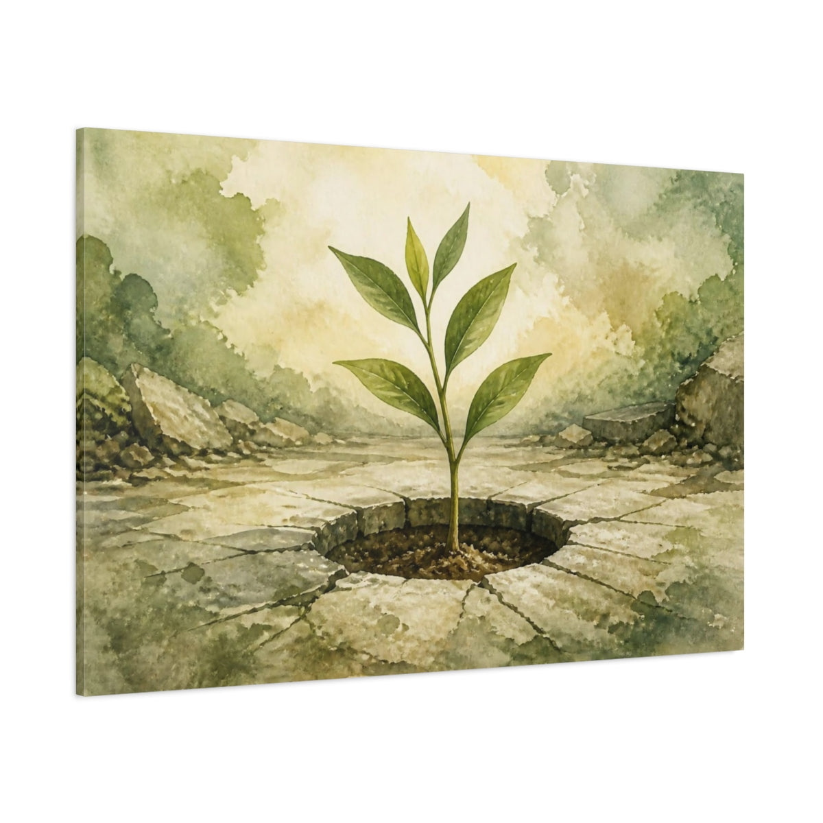 Side Mockup 1. Motivation Sapling Growth shown as canvas print