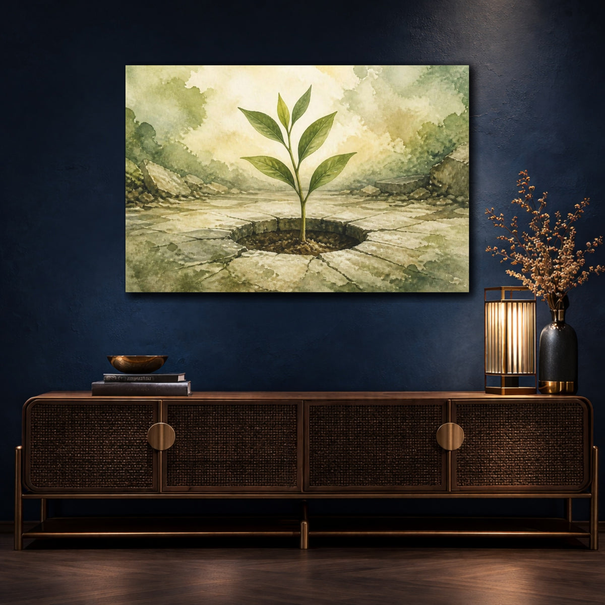 Mockup 4. Motivation Sapling Growth shown as canvas print