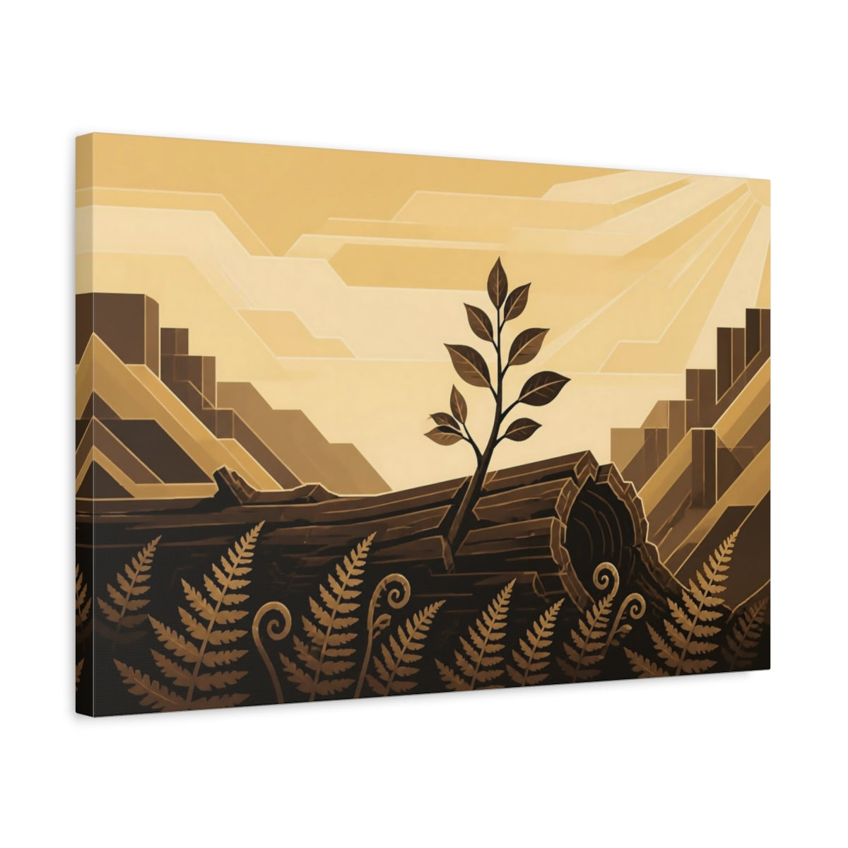 Side Mockup 3. Motivation Sapling Rising shown as canvas print