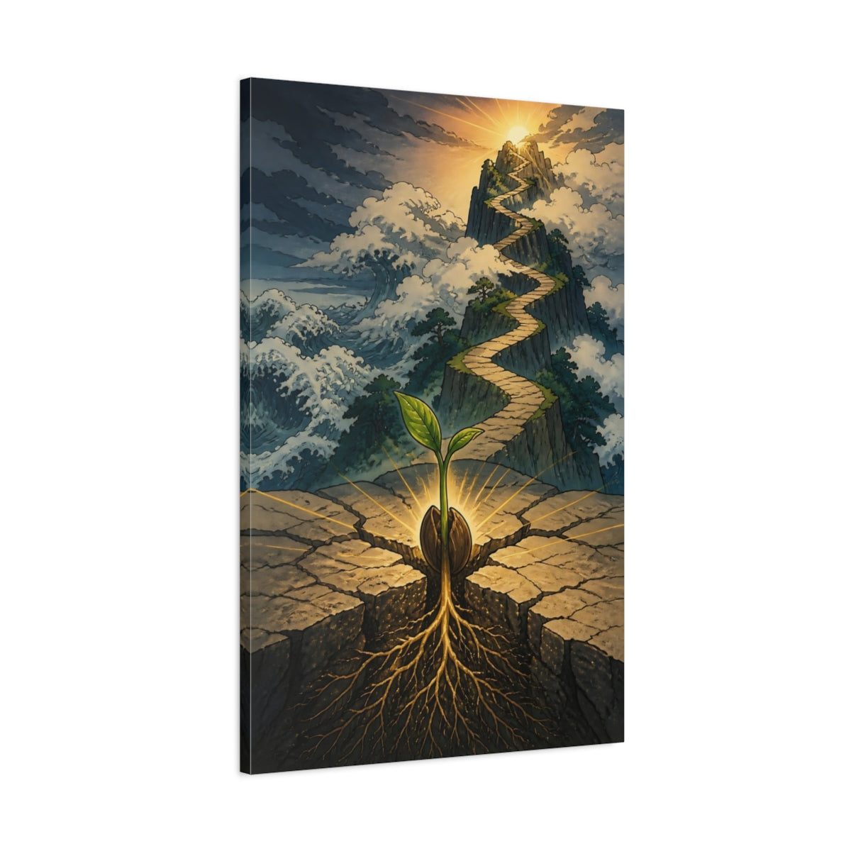 Main Mockup. Motivation Seedling Path shown as canvas print