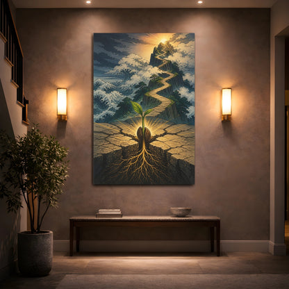 Mockup 2. Motivation Seedling Path shown as canvas print