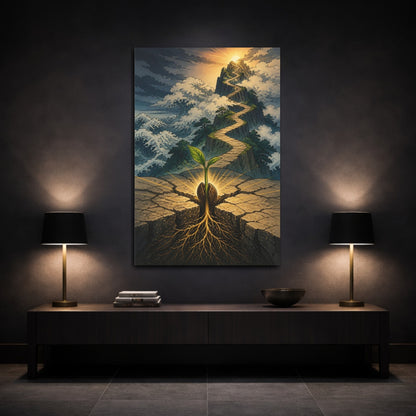 Mockup 3. Motivation Seedling Path shown as canvas print