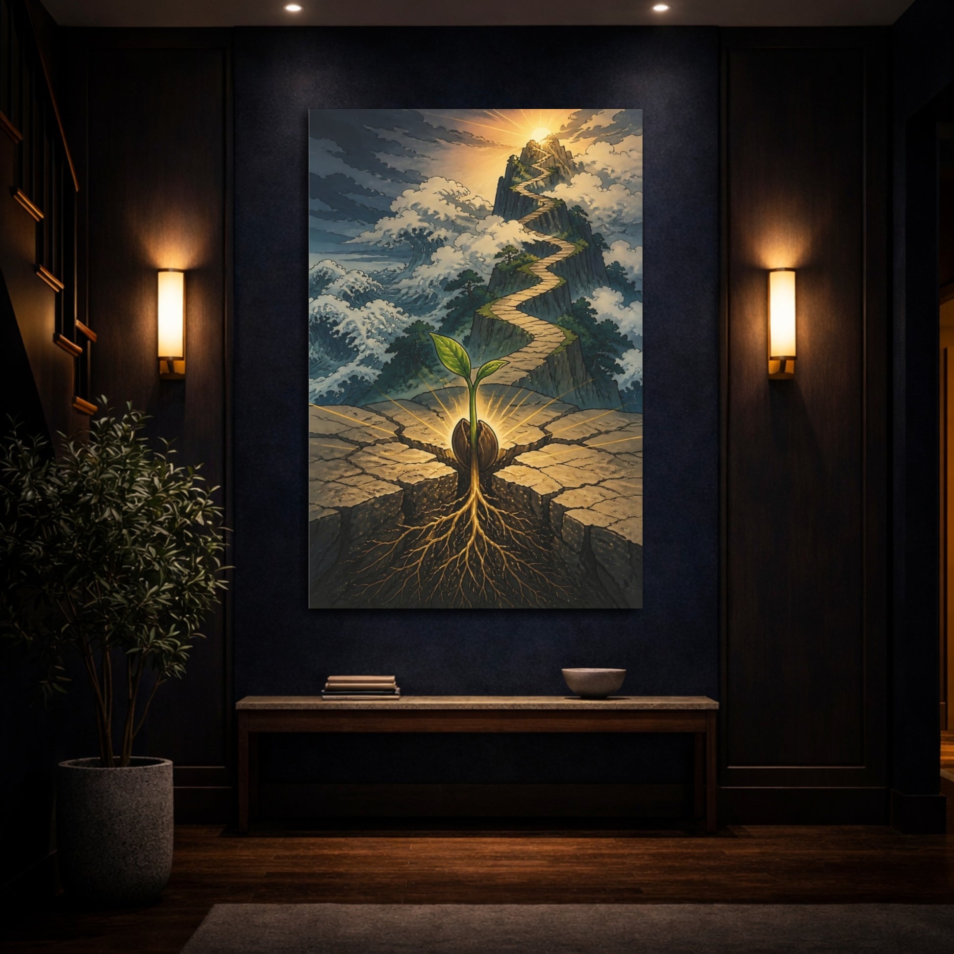Mockup 4. Motivation Seedling Path shown as canvas print
