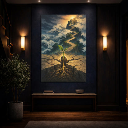 Mockup 4. Motivation Seedling Path shown as canvas print