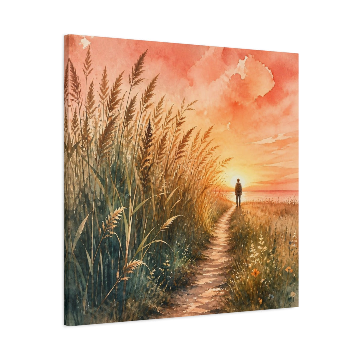 Main Mockup. Motivation Sunset Walk shown as canvas print
