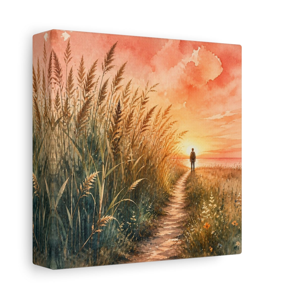 Side Mockup 2. Motivation Sunset Walk shown as canvas print