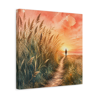 Side Mockup 7. Motivation Sunset Walk shown as canvas print