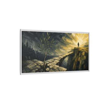 Side Mockup 3. Motivation: Young Tree shown as framed canvas print