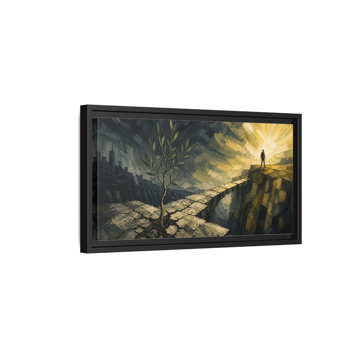 Side Mockup 8. Motivation: Young Tree shown as framed canvas print