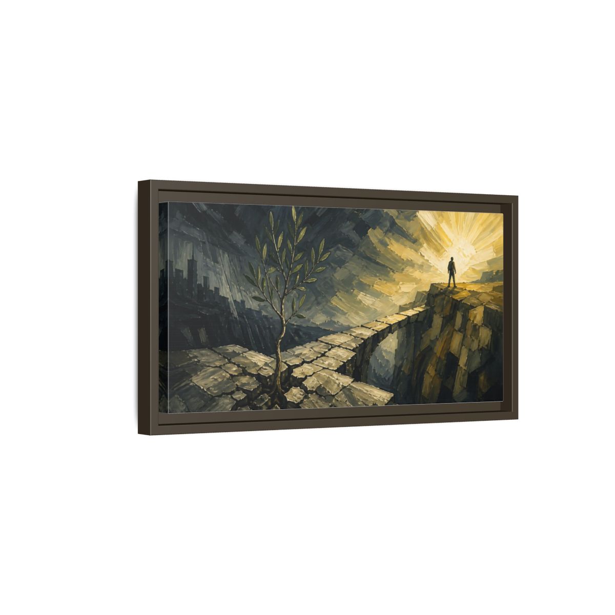 Side Mockup 7. Motivation: Young Tree shown as framed canvas print